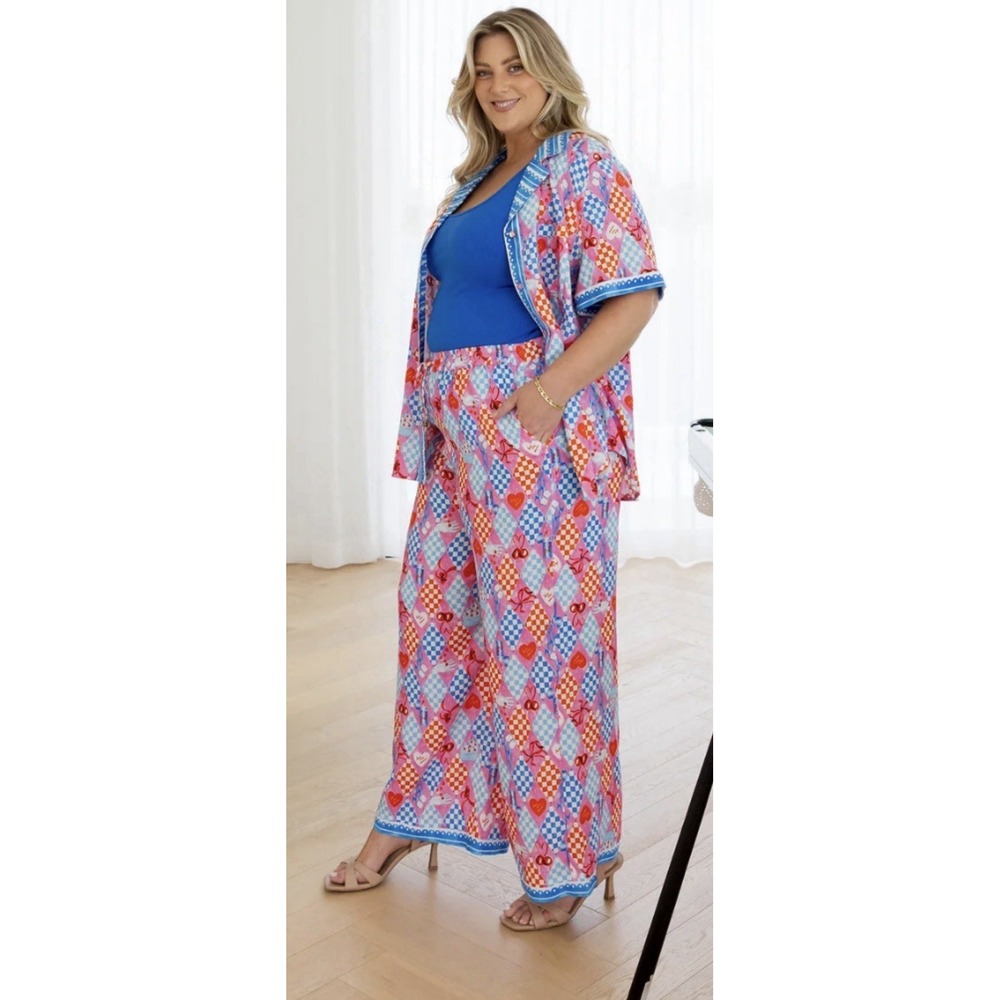 Proud Poppy Gina Pants Cherry On Top Tie Waist Pull On Colorful. New Sz-12